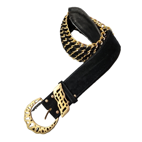 Source Unknown Accessories - Velvet and faux gold chain women's belt. M/L